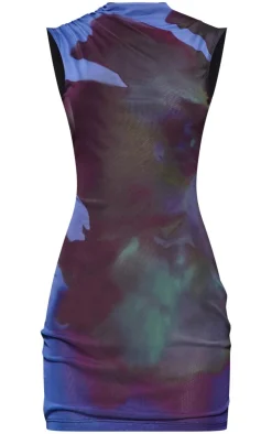 Floral Double Layer Printed Mesh Bodycon Dress-PrettyLittleThing Sale