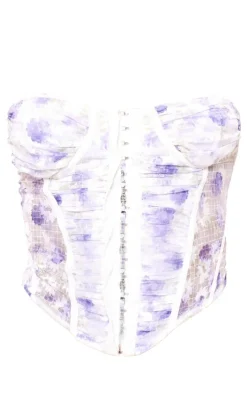 PrettyLittleThing Corsets*Floral Print Ruched Mesh Corset