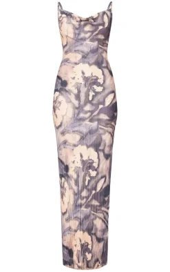 Floral Printed Plisse Strappy Maxi Dress-PrettyLittleThing New