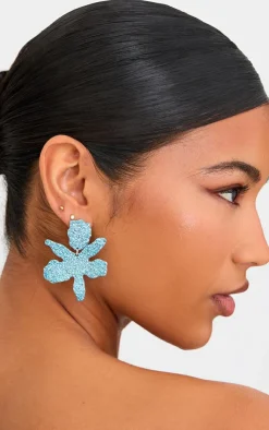 PrettyLittleThing Statement Earrings*Flower Diamante Statement Earrings