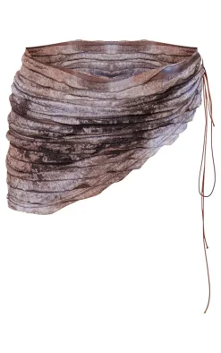 Sale PrettyLittleThing Frayed Textured Tie Side Mini Skirt Blue