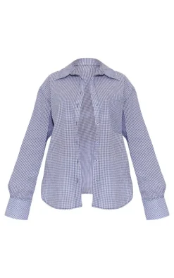PrettyLittleThing Shirts*Gingham Seersucker Oversized Long Sleeve Shirt