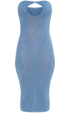 Glitter Knit Cut Out Midaxi Dress-PrettyLittleThing