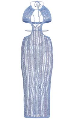 Glitter Open Knit Midaxi Cut Out Dress-PrettyLittleThing New