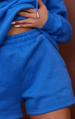 Online PrettyLittleThing Graphic Sweat Shorts Blue