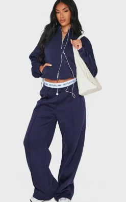Online PrettyLittleThing Rib Pocket Seam Detail Half Zip Sweatshirt Blue Grey