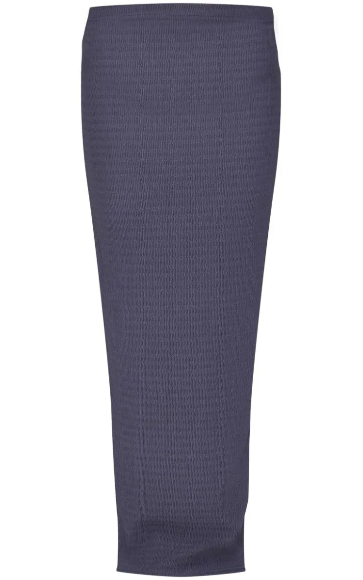 Discount PrettyLittleThing Textured Maxi Skirt Blue Grey