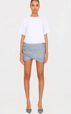 Textured Sequin Mini Skirt-PrettyLittleThing Online
