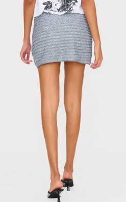 Textured Sequin Mini Skirt-PrettyLittleThing Online