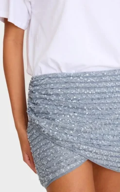 Textured Sequin Mini Skirt-PrettyLittleThing Online