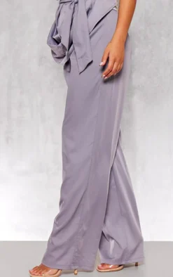 Clearance PrettyLittleThing Woven Pocket Detail Straight Leg Pant Blue Grey