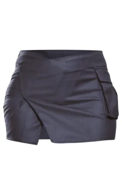 Woven Tailored Wrap Over Pocket Front Mini Skirt-PrettyLittleThing Sale