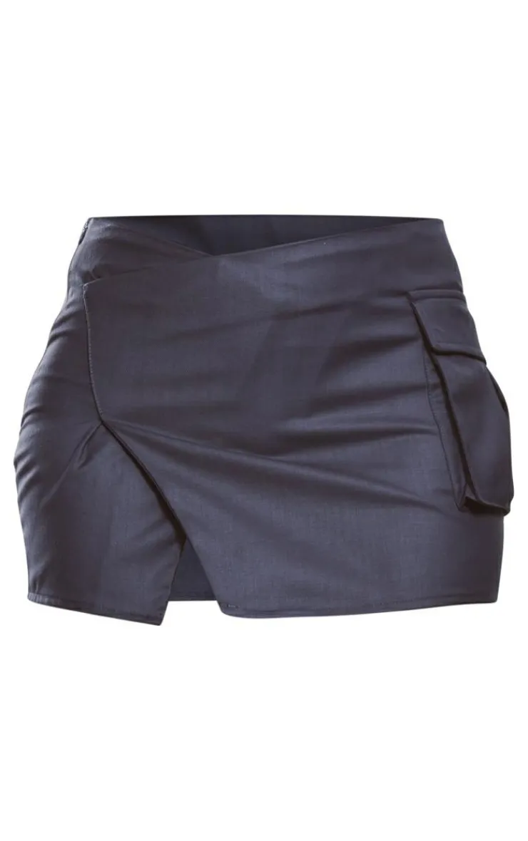 Woven Tailored Wrap Over Pocket Front Mini Skirt-PrettyLittleThing Sale