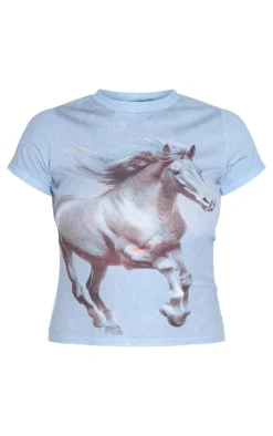 PrettyLittleThing T-Shirts*Horse Print Ribbed Fitted T Shirt