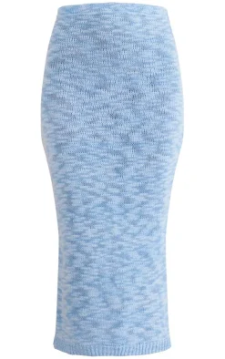 Hot PrettyLittleThing Knitted Maxi Skirt Blue
