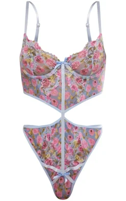 Lace Floral Print Cut Out Detail Body-PrettyLittleThing Clearance