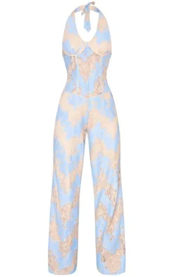 Lace Underwired Corset Halter Jumpsuit-PrettyLittleThing New