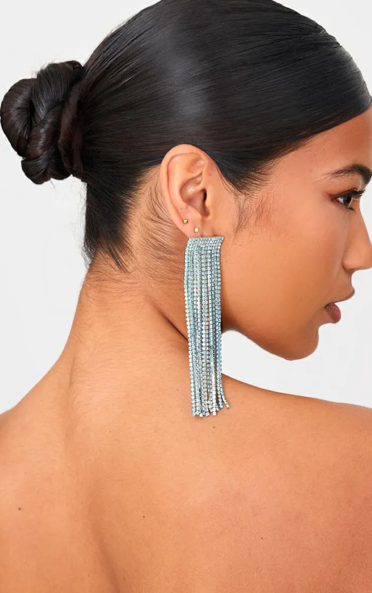 PrettyLittleThing Statement Earrings*Long Diamante Statement Tassel Earrings