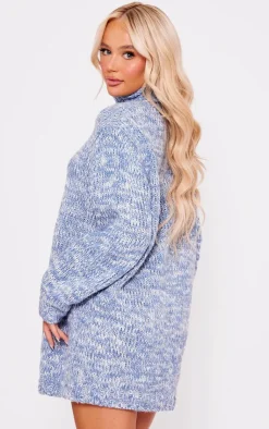 PrettyLittleThing Sweater Dresses*Marl Chunky Knit Roll Neck Sweater Dress