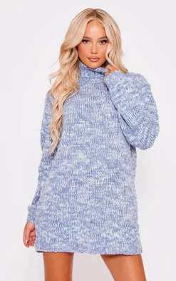 PrettyLittleThing Sweater Dresses*Marl Chunky Knit Roll Neck Sweater Dress