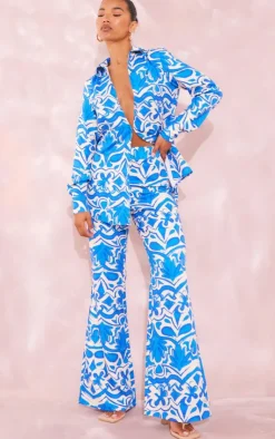 Clearance PrettyLittleThing Oversized Print Shirt Blue