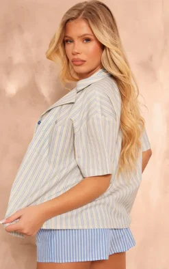 PrettyLittleThing Shirts*Oversized Stripe Short Sleeve Shirt