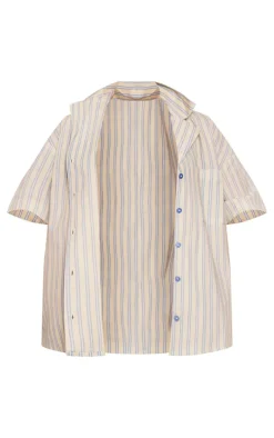 PrettyLittleThing Shirts*Oversized Stripe Short Sleeve Shirt