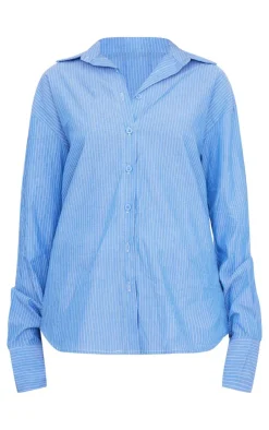 PrettyLittleThing Shirts*Oversized Striped Cut Out Back Shirt