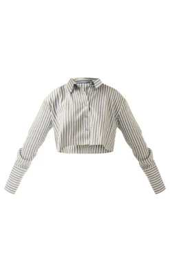 PrettyLittleThing Shirts*Pinstripe Woven Cropped Shirt