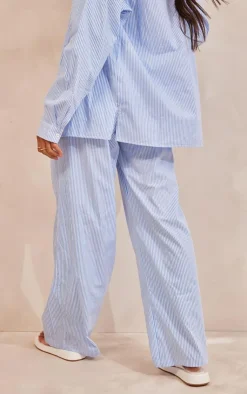 Discount PrettyLittleThing Pinstripe Woven Oversized Wide Leg Pants Blue