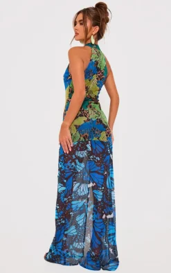 Print Mesh Extreme Cut Out Maxi Dress-PrettyLittleThing Sale