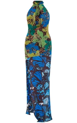 Print Mesh Extreme Cut Out Maxi Dress-PrettyLittleThing Sale