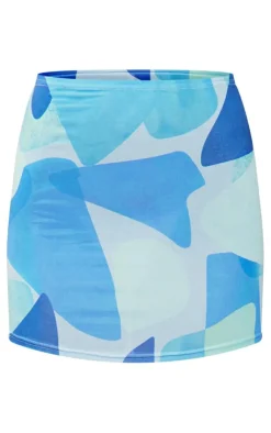 Outlet PrettyLittleThing Print Slinky Micro Mini Skirt Blue
