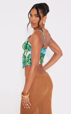 PrettyLittleThing Corsets*Printed Textured Satin Tortoise Shell Detail Corset