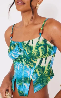 PrettyLittleThing Corsets*Printed Textured Satin Tortoise Shell Detail Corset