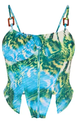 PrettyLittleThing Corsets*Printed Textured Satin Tortoise Shell Detail Corset