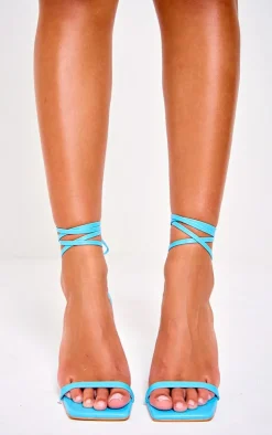 PrettyLittleThing Mid Heels*PU Square Toe Lace Up Mid Heeled Sandals