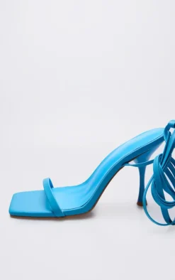 PrettyLittleThing Mid Heels*PU Square Toe Lace Up Mid Heeled Sandals