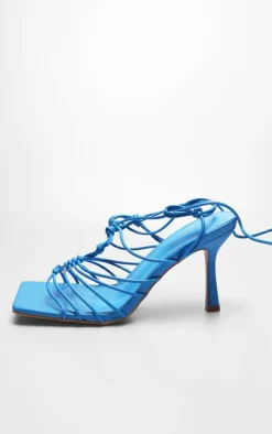 PrettyLittleThing High Heels*PU Square Toe Woven Lace Heeled Sandals