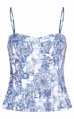 Renaissance Print Structured Corset Top-PrettyLittleThing Outlet