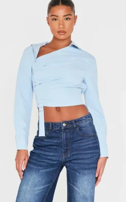 PrettyLittleThing Shirts*Ruched Buckle Asymmetric Shirt