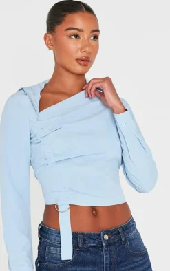 PrettyLittleThing Shirts*Ruched Buckle Asymmetric Shirt