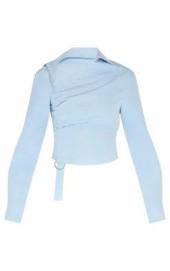 PrettyLittleThing Shirts*Ruched Buckle Asymmetric Shirt