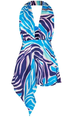 Satin Zebra Print Skater Dress-PrettyLittleThing
