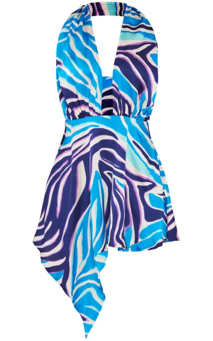 Satin Zebra Print Skater Dress-PrettyLittleThing