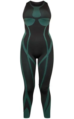PrettyLittleThing Seamless Gym Wear*Seamless Contrast Jacquard Strappy Back Unitard
