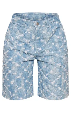 Clearance PrettyLittleThing Sequin Candyfloss Baggy Denim Shorts Blue
