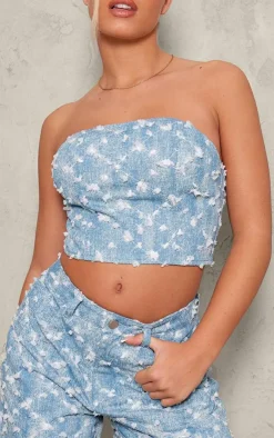 PrettyLittleThing Corsets*Sequin Candyfloss Denim Corset Top