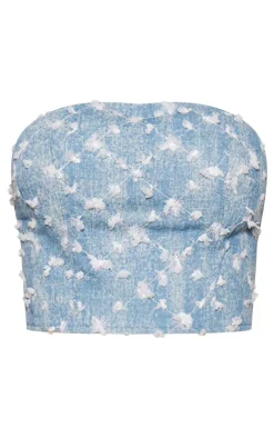 PrettyLittleThing Corsets*Sequin Candyfloss Denim Corset Top