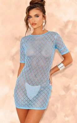 Sheer Glitter Knit Mini Dress-PrettyLittleThing Best